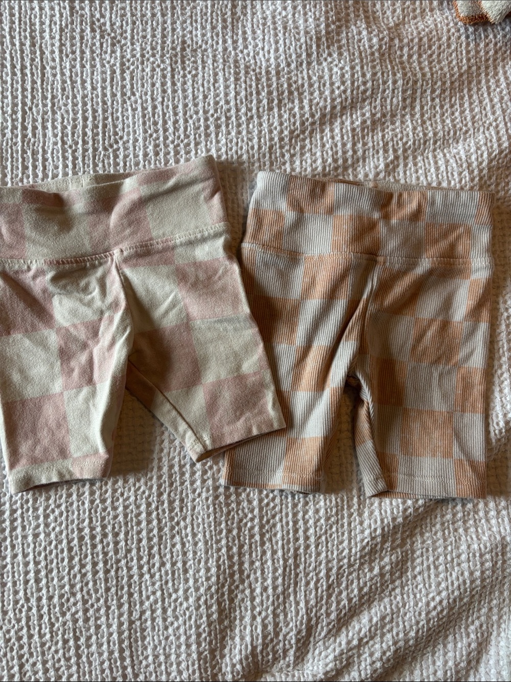 Kids Checkerboard Bike Shorts in Pink & Orange - 2 pair bundle!